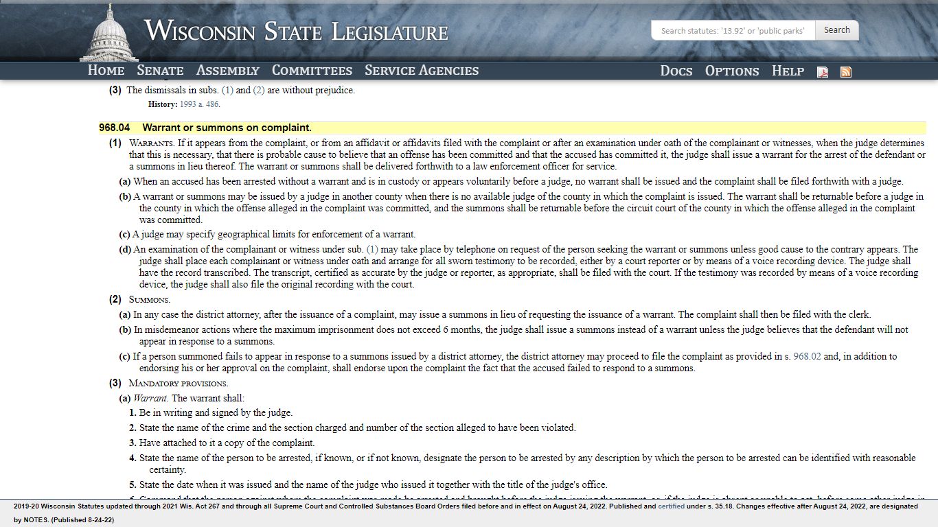Wisconsin Legislature: 968.04
